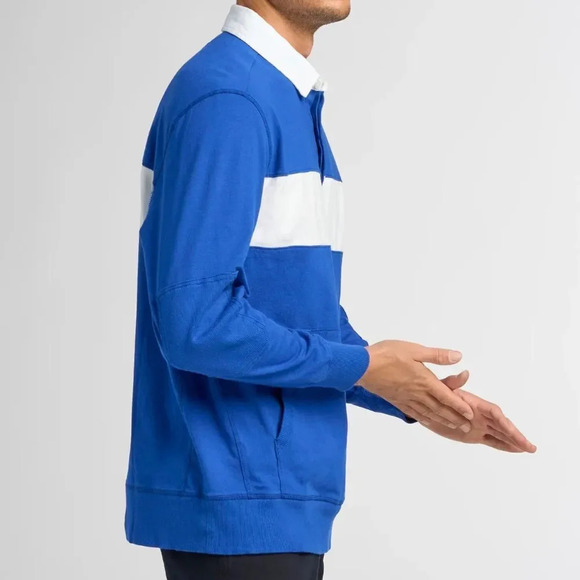 NWOT Good Man Brand Rugby Striped Shirt Textured Cotton Jersey - Picture 3 of 4